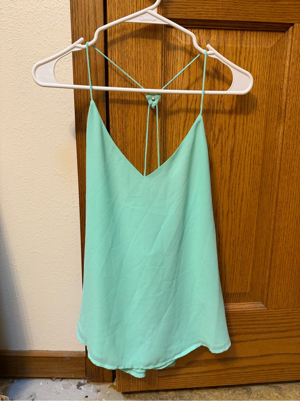 Naked Zebra Mint Teal V-Neck Spaghetti Strap Tank